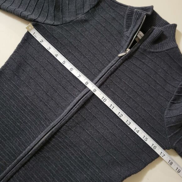 Calvin Klein Women's Charcoal Gray Long Sleeve Zip-Front Sweater Dress - Picture 7 of 16